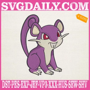 Rattata Pokemon Embroidery Design