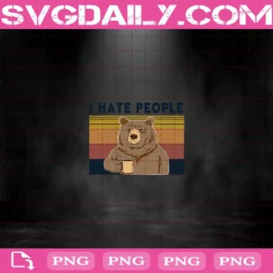 Retro Navy I Hate People Bear Png