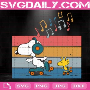 Retro Snoopy Listening Music Svg