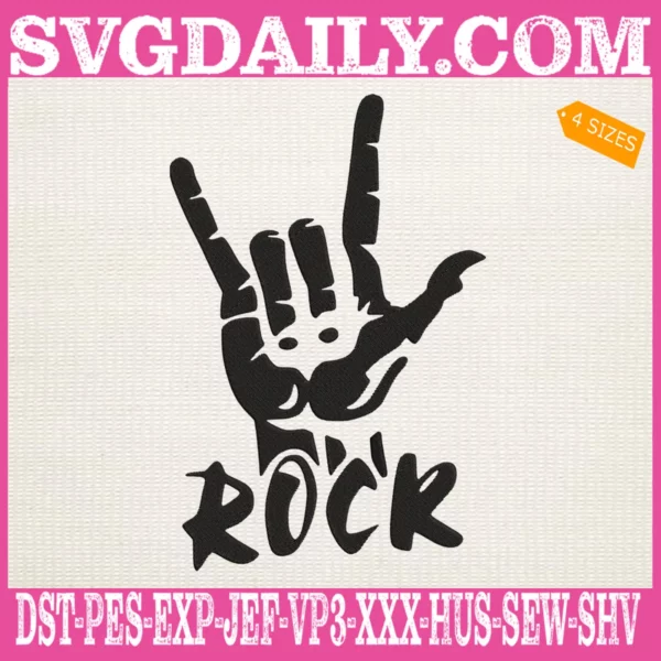 Rock And Roll Hand Sign Embroidery Design