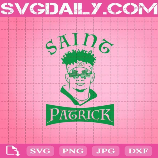 Saint Patrick With Clover Glasses Mahomes Svg