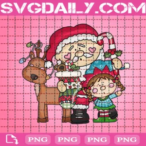 Santa Claus With Elf And Reideer Png