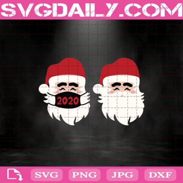 Santa Face With Face Mask Svg