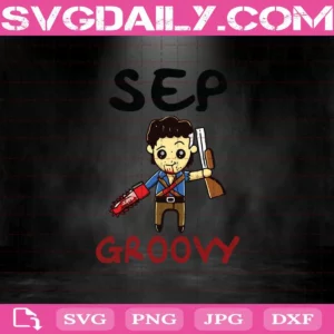 September Groovy Svg