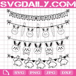 Set Of Easter Bunny Garlands Bundle Svg Free
