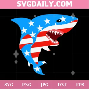 Shark American Flag Svg