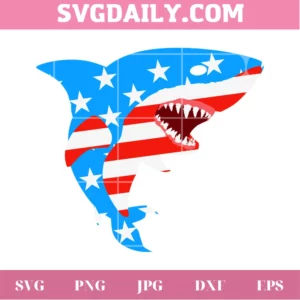 Shark American Flag Svg Invert
