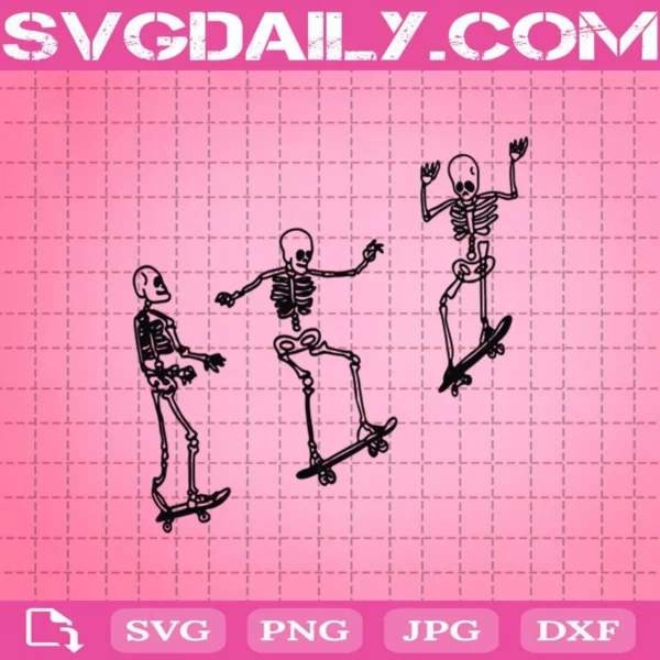 Skateboarding Skeletons Svg