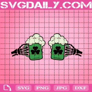 Skeleton Shamrock Drinking Svg