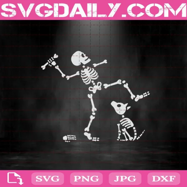 Skeleton With Dog Svg