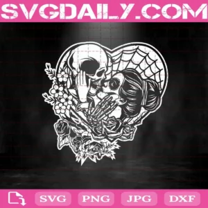 Skull Kissing Gothic Skull Roses Svg