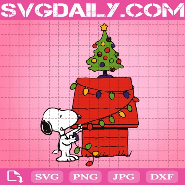 Snoopy Christmas Lights Svg