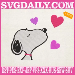 Snoopy Face Heart Embroidery Files