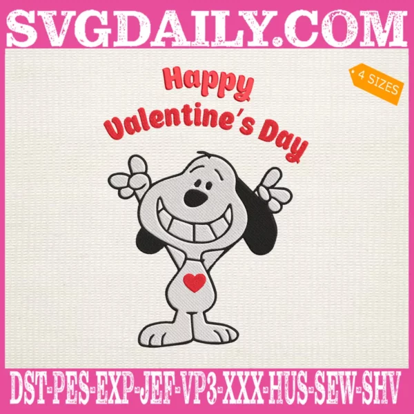Snoopy Happy Valentine's Day Embroidery Files