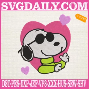 Snoopy Heart Face Embroidery Files
