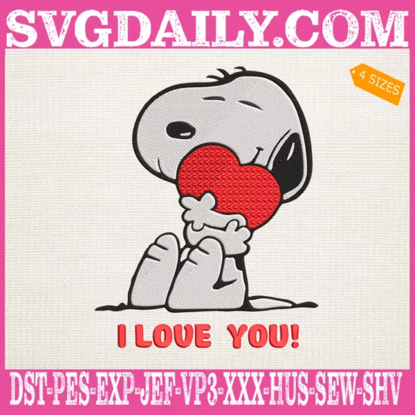 Snoopy I Love You Embroidery Files