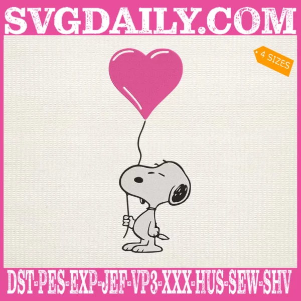 Snoopy Love Balloons Embroidery Files