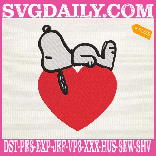 Snoopy Love Heart Embroidery Files