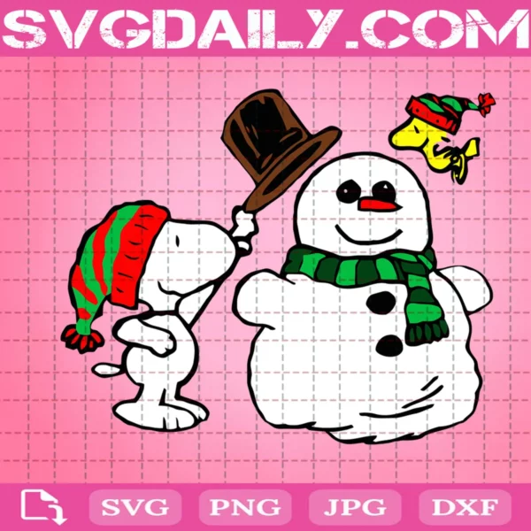 Snowman With Snoopy Svg