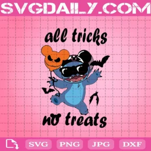 Stitch All Tricks No Treats Svg