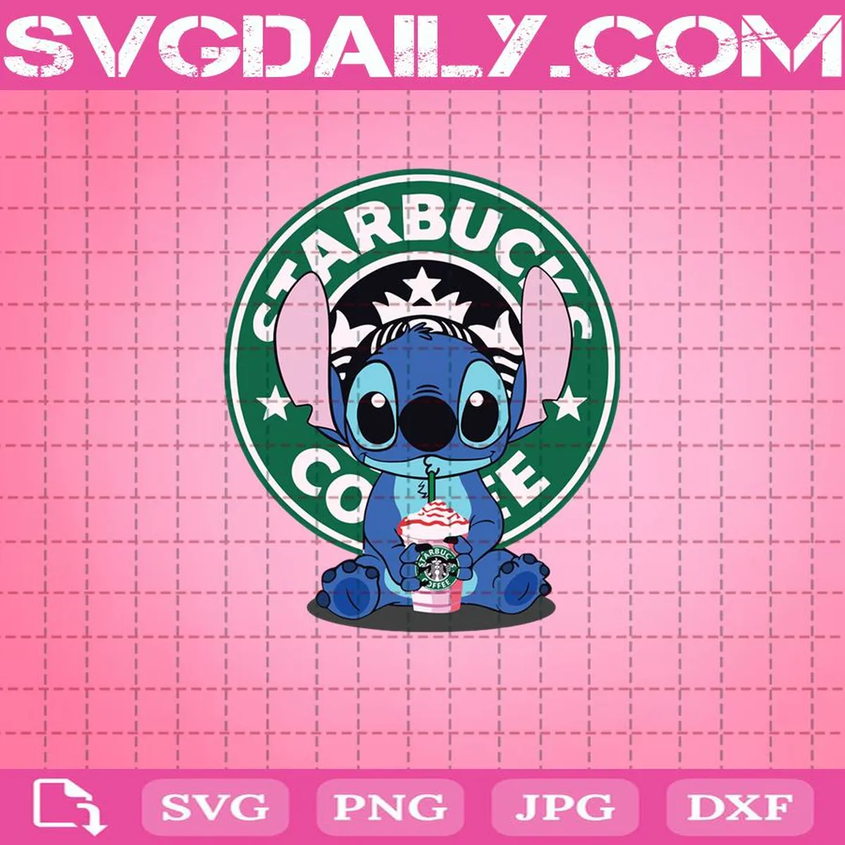 Stitch Drinking Starbucks Coffee Svg