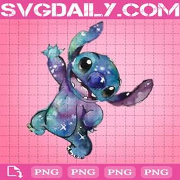 Stitch Png, Watercolor Galaxy Stitch Png