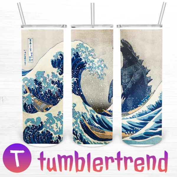 The Great Wave With Monster 20oz Tumbler Skinny