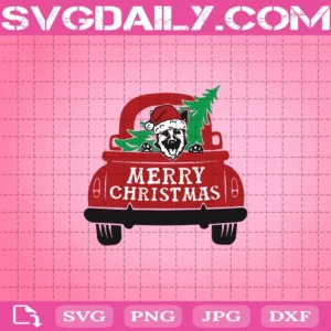 Truck With Dog And Christmas Tree Svg