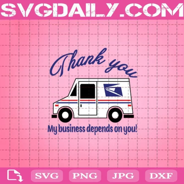 Usps Mail Carrier Post Office Postal Truck Thank You Svg