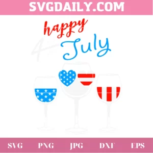 Wine Glasses Happy 4Th Of July Svg Invert