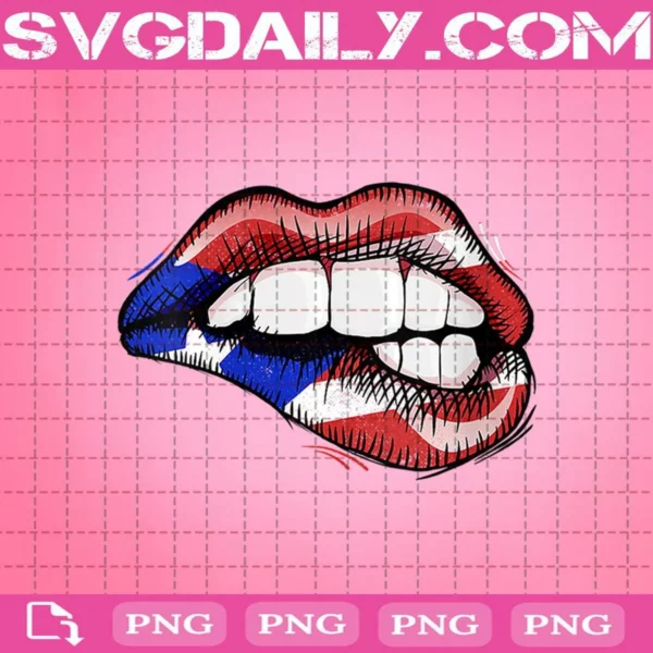 Womens Sexy Biting Lips Puerto Rico Flag Png