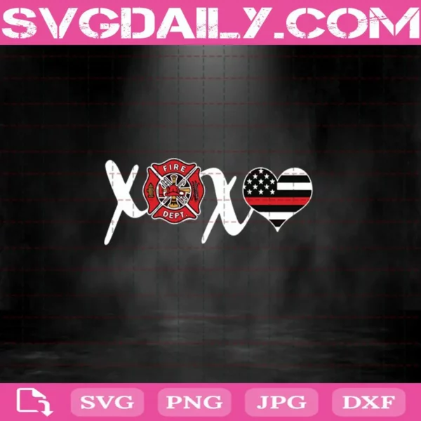 Xoxo Heart Firefighter Svg