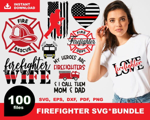 100 Firefighter Bundle Svg