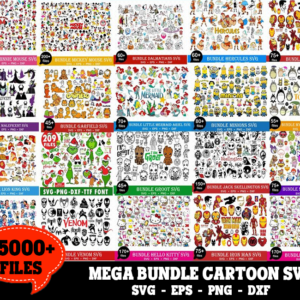 25k+ Cartoon SVG Mega Bundle For Cricut Silhouette
