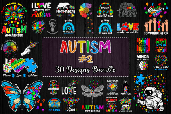 30 Designs Autism Bundle Svg