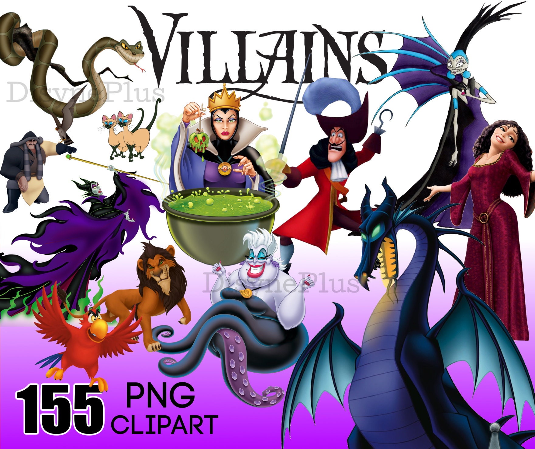 155 Disney Villains png bundle