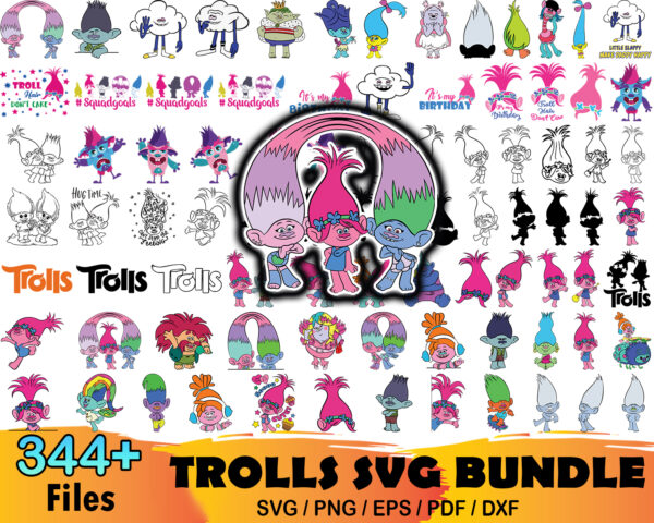 334+ Trolls Svg Bundle