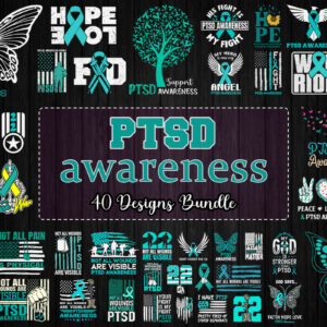 40 Designs PTSD Awareness Bundle Svg