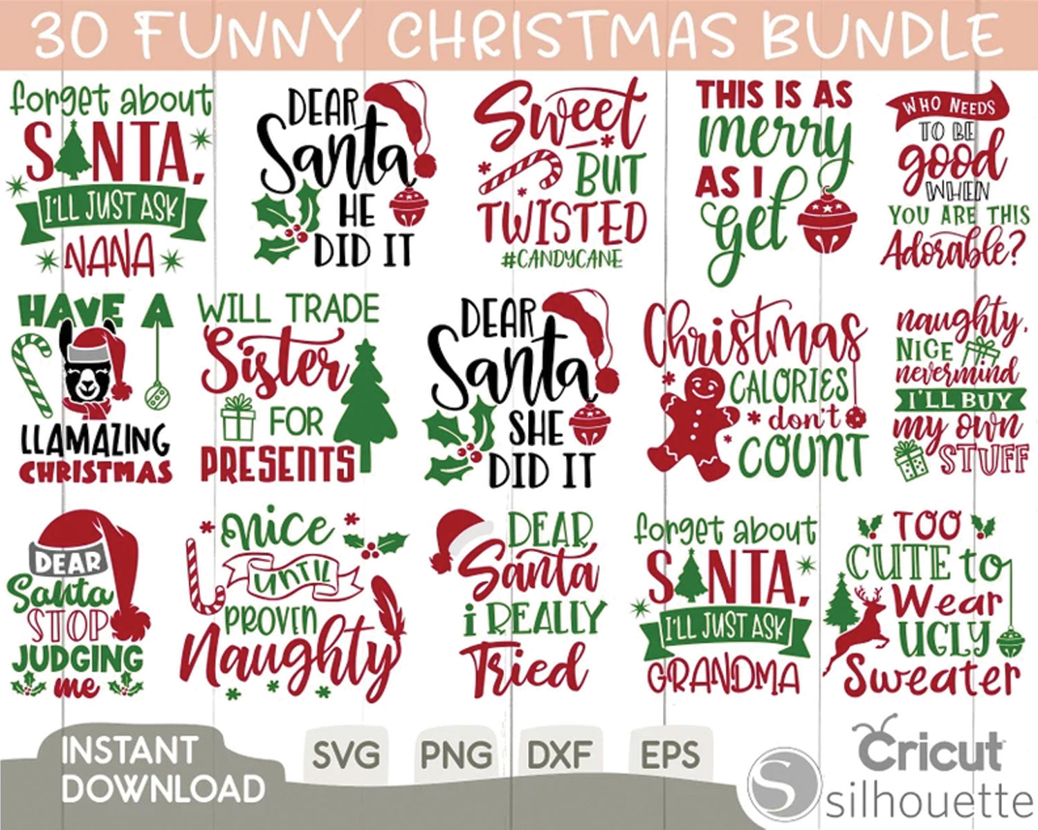 30 Funny Christmas Svg Bundle
