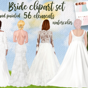 Watercolor Bride Clipart Png Bundle