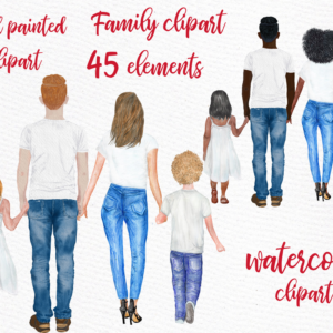 Family Clip Art Parents With Kids Graphic Png