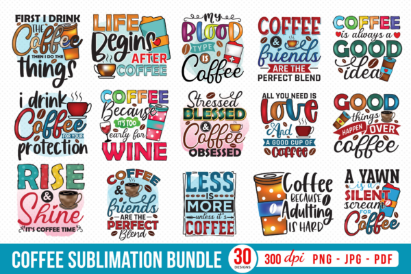 Coffee Sublimation Bundle Png
