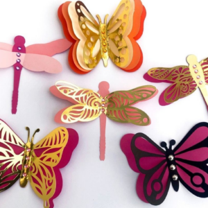 3D Layered Dragonflies and Butterflies