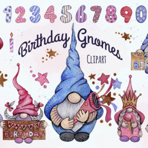 Watercolor Happy Birthday Gnome Clipart Png