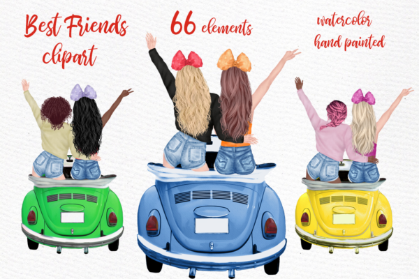 Watercolor Best Friends Clipart Png