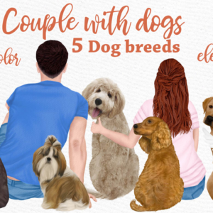 Watercolor People With Dogs Clipart Png