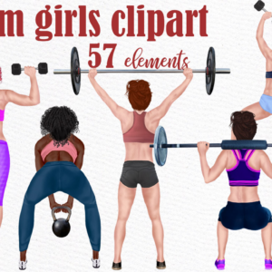 Hand Painted Gym Girls Clipart Png