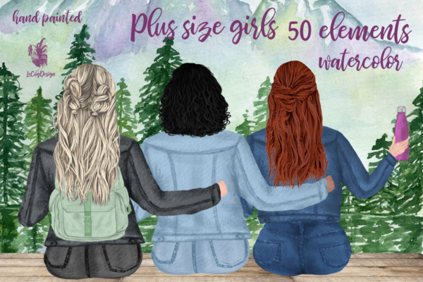 Plus Size Girls Best Friends Clipart Png