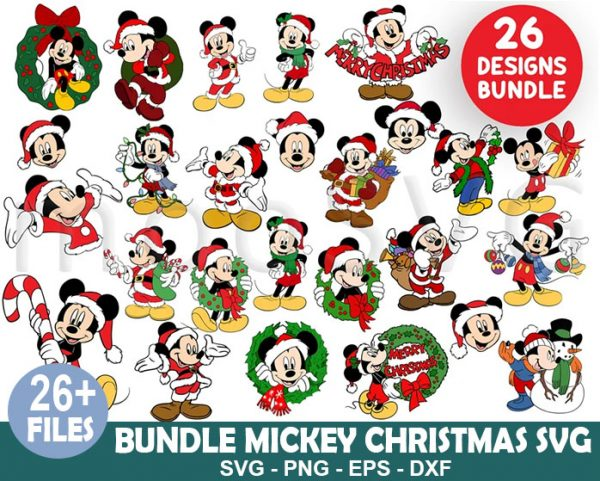 26 Designs Christmas Mickey Disney Svg Bundle
