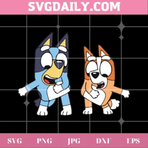 Bluey And Bingo Dancing, Svg Png Dxf Eps Cricut Silhouette Invert